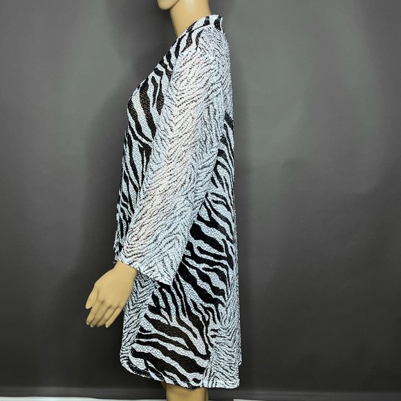 Travelers by Chico's B/W Zebra Print Jacket Sheer Open Front Size 3 or US 16 - Picture 5 of 16